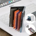 Slim RFID-Blocking Stainless Steel Wallet, 6 Slots, 9.5 x 6.5 x 1.3 cm