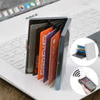 Slim RFID-Blocking Stainless Steel Wallet, 6 Slots, 9.5 x 6.5 x 1.3 cm