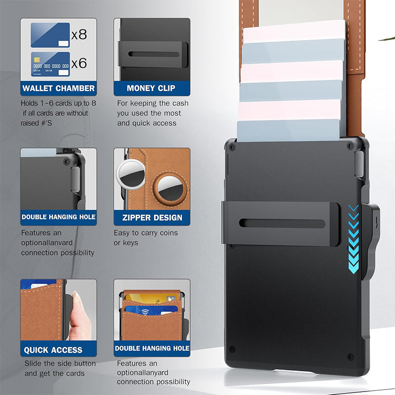 Slim RFID-Blocking Wallet with Pop-Up Card Case and Money Clip, view 7
