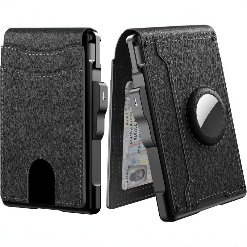 Slim RFID-Blocking Wallet with Pop-Up Card Case and Money Clip