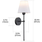 Slim Rod Wall Light Pair with Fabric Shade and Concealed Mounting | Thrascher
