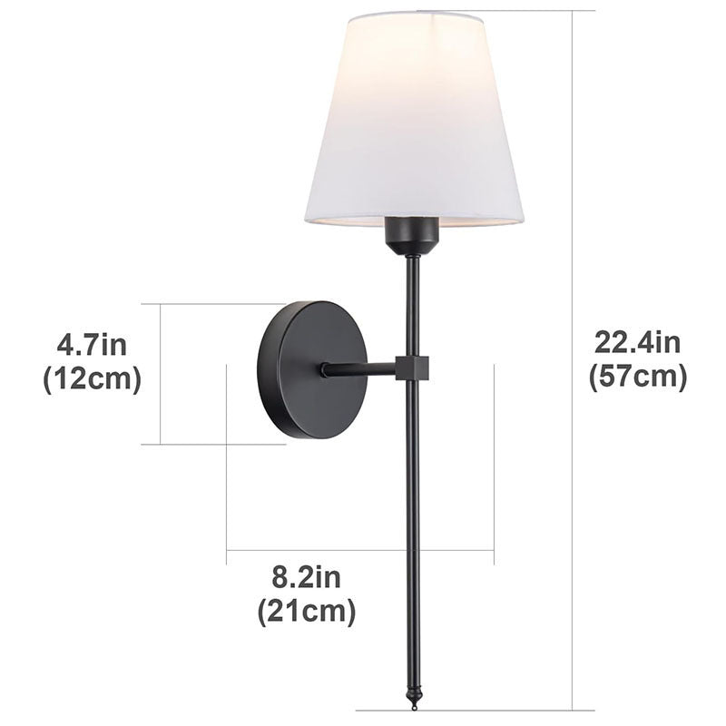 Slim Rod Wall Light Pair with Fabric Shade and Concealed Mounting | Thrascher