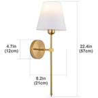 Slim Rod Wall Light Pair with Fabric Shade and Concealed Mounting | Thrascher