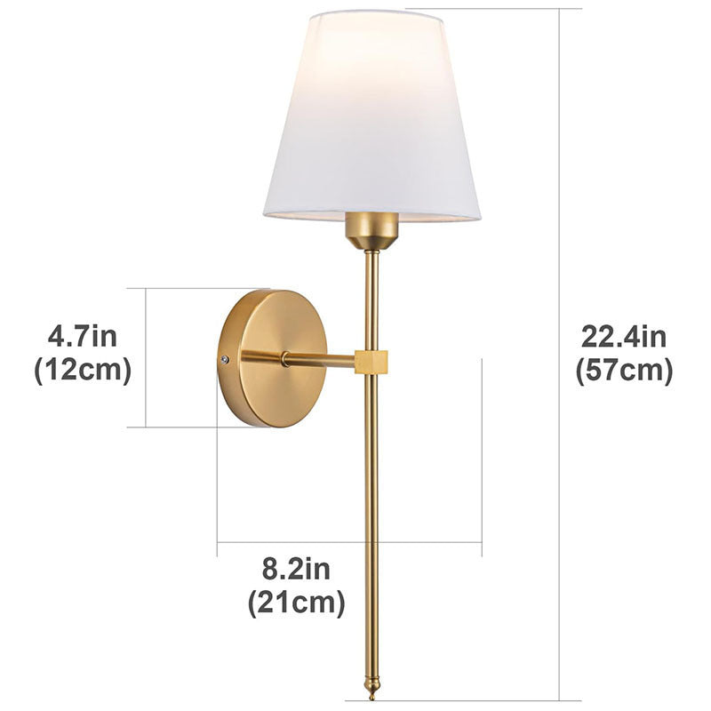 Slim Rod Wall Light Pair with Fabric Shade and Concealed Mounting | Thrascher