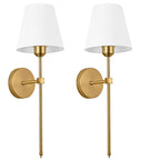 Slim Rod Wall Light Pair with Fabric Shade and Concealed Mounting | Thrascher