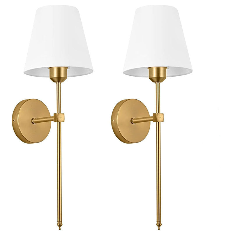 Slim Rod Wall Light Pair with Fabric Shade and Concealed Mounting | Thrascher