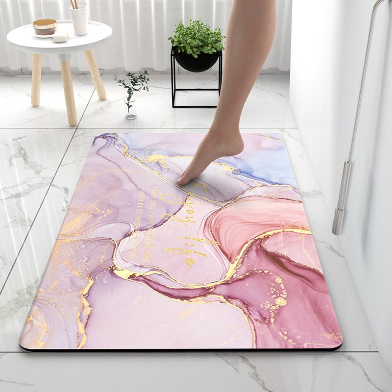Soft Print Abstract Marble Bath Mat | Thrascher
