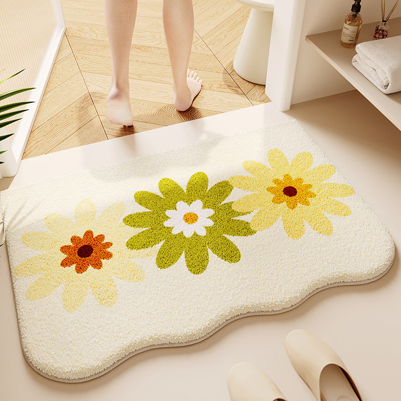 Soft Textured Absorbent Bathroom Rug with Plush Fabric and Dot Pattern, view 6