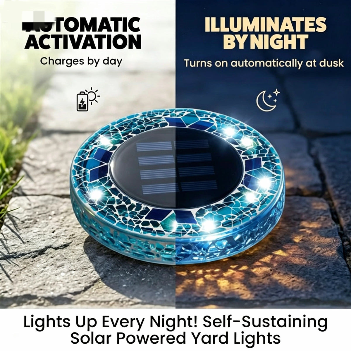 Solar Mosaic Glass Garden Path LED Spotlights | Thrascher