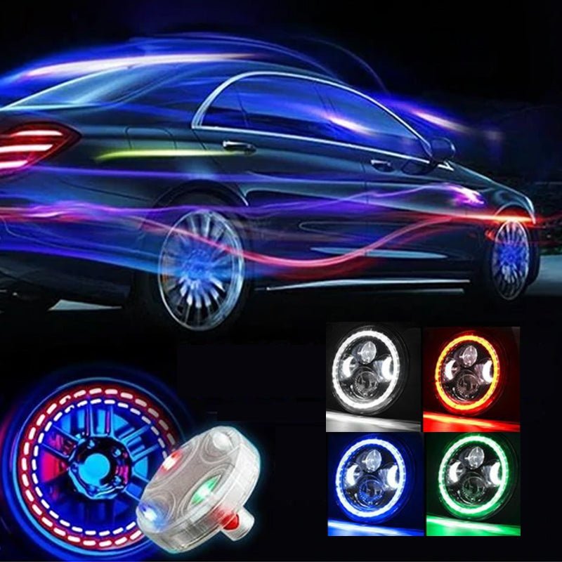 Solar-Powered Car Tire Valve Cap Wheel Light, 15 Flash Modes, view 2
