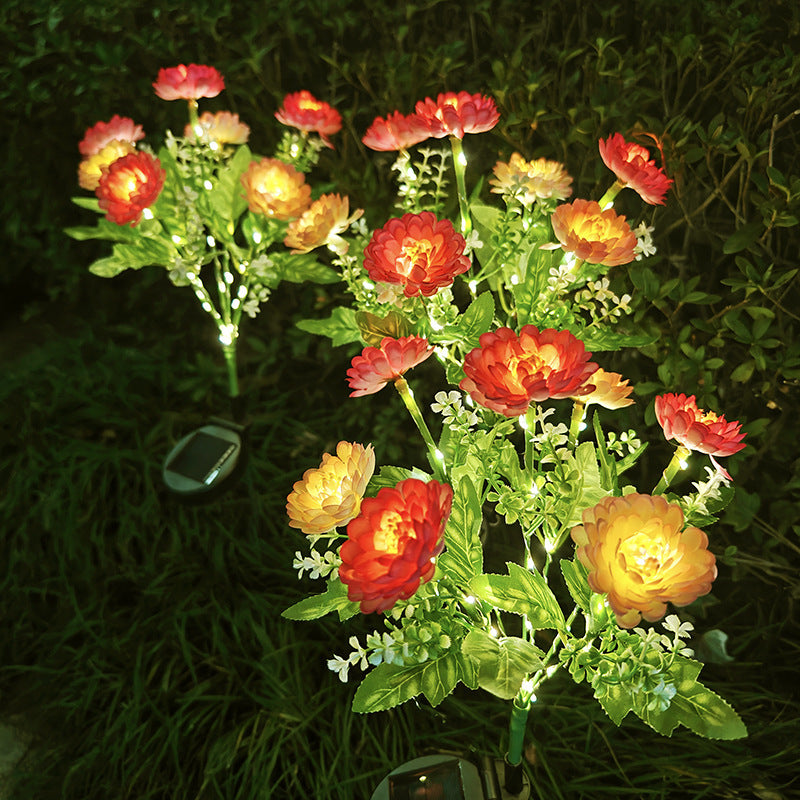 Solar-Powered Decorative Garden Stele with Lifelike Ranunculus Bouquet | Thrascher