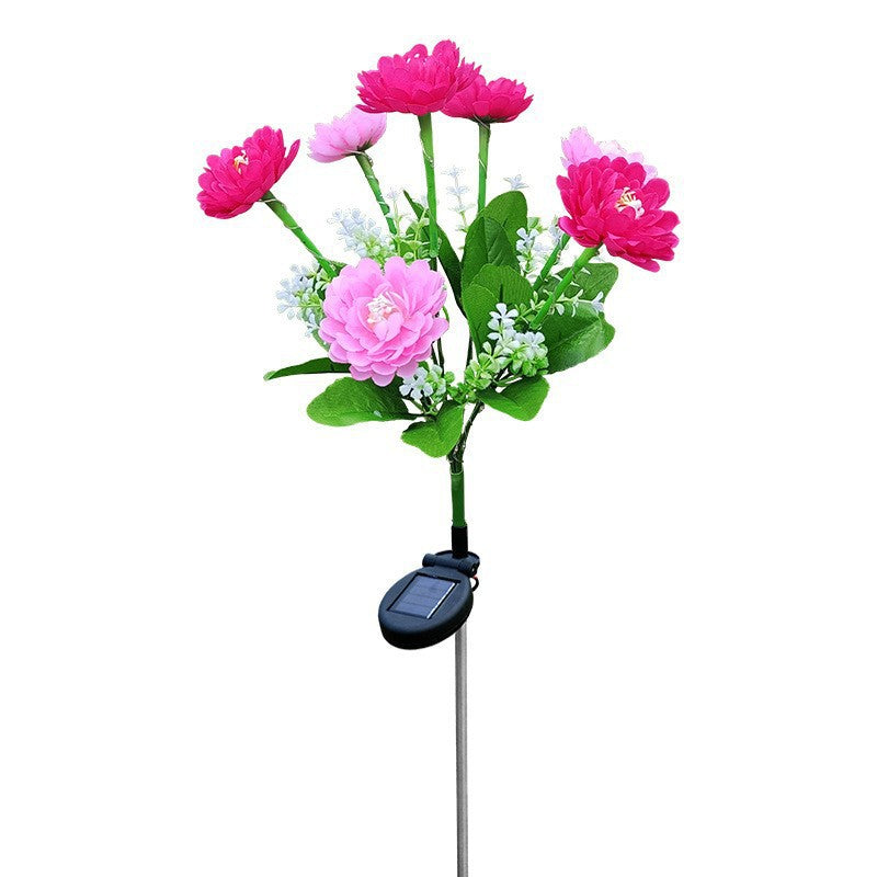 Solar-Powered Decorative Garden Stele with Lifelike Ranunculus Bouquet | Thrascher