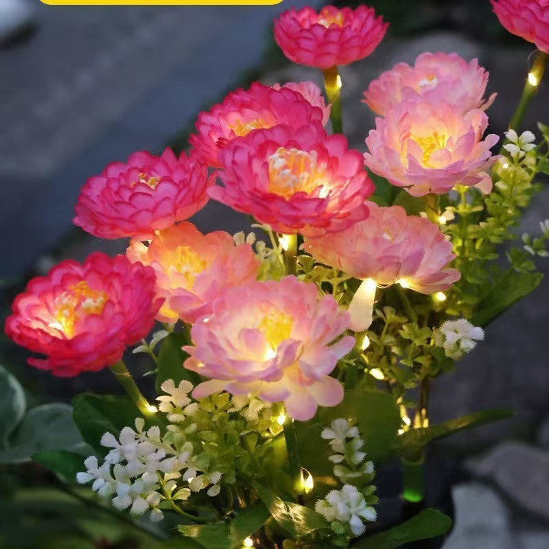 Solar-Powered Decorative Garden Stele with Lifelike Ranunculus Bouquet | Thrascher