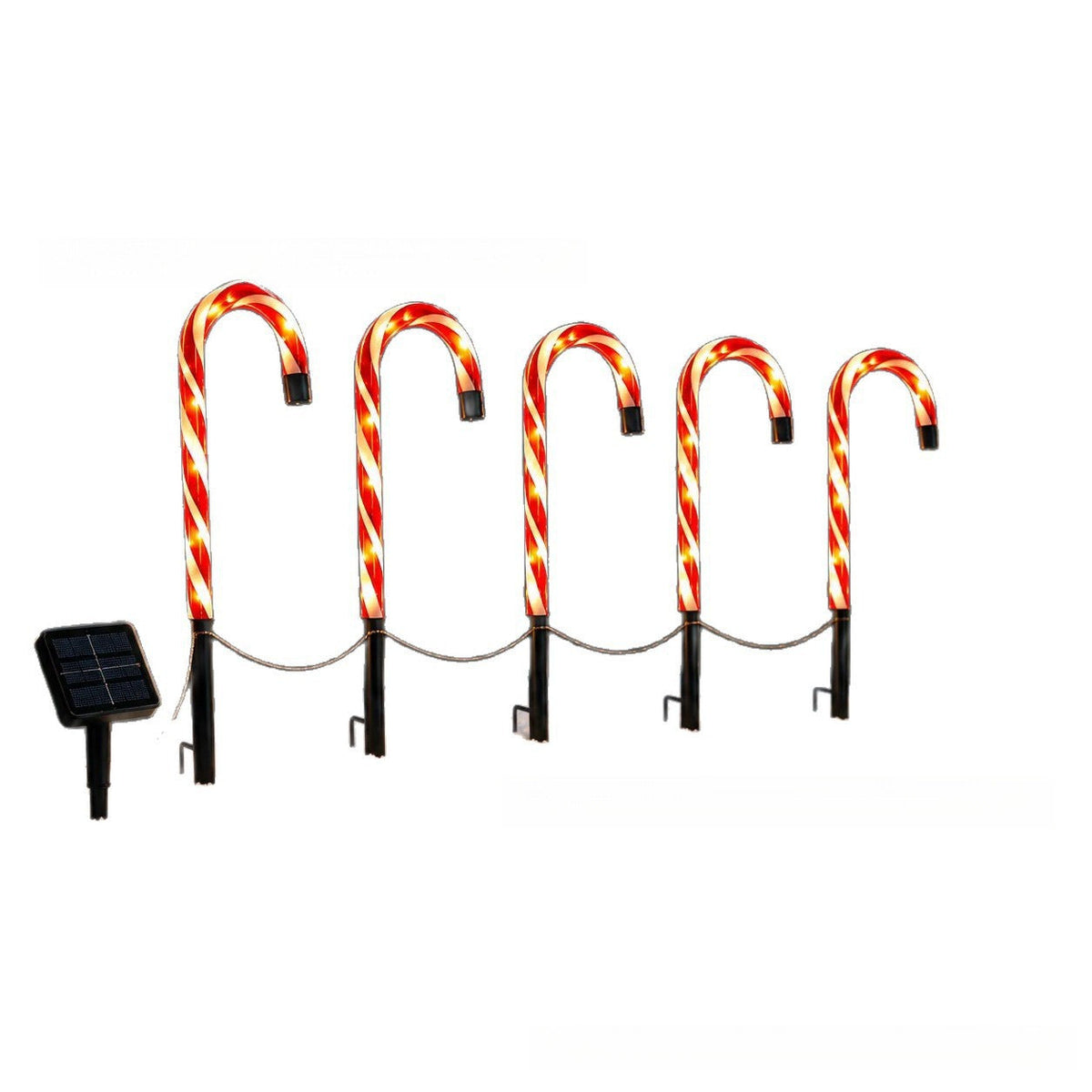 Solar-Powered Projecting Candy Cane Path Lights | Thrascher
