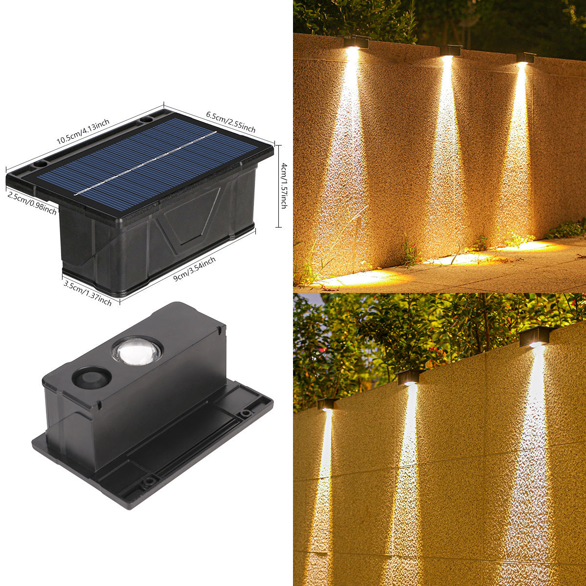 Solar RGB Dual-Beam Outdoor Wall Light with Integrated Panel, view 4