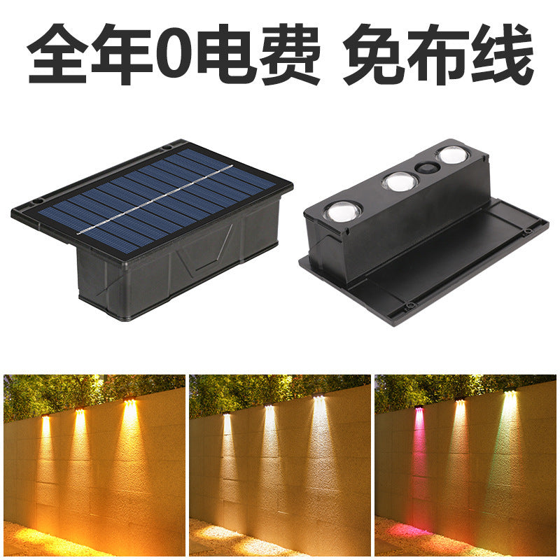 Solar RGB Dual-Beam Outdoor Wall Light with Integrated Panel, view 8