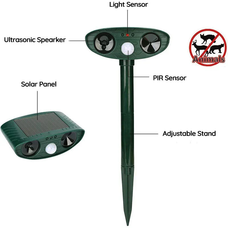 Solar Ultrasonic Armadillo Repeller with PIR Sensor, 30 ft Range, view 5