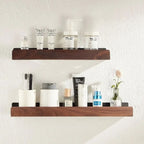 Solid Wood No-Drill Wall-Mounted Bathroom Shelf Organiser Rack, 15.7 in, view 4