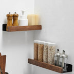 Solid Wood No-Drill Wall-Mounted Bathroom Shelf Organiser Rack, 15.7 in, view 6