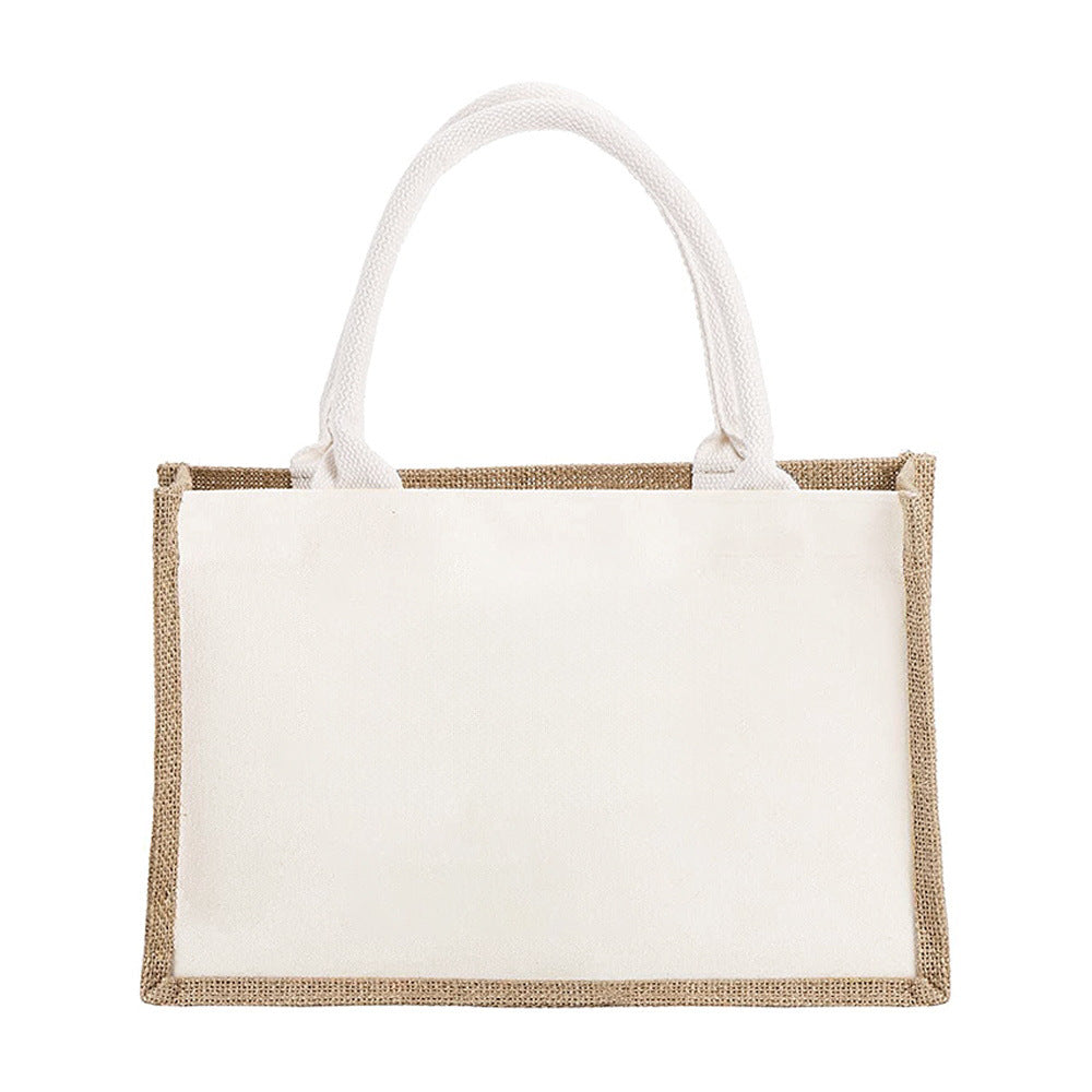 Spacious Jute Shopping Tote with Reinforced Handles for Shopping and Beach, view 5