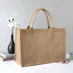 Spacious Jute Shopping Tote with Reinforced Handles for Shopping and Beach, view 7