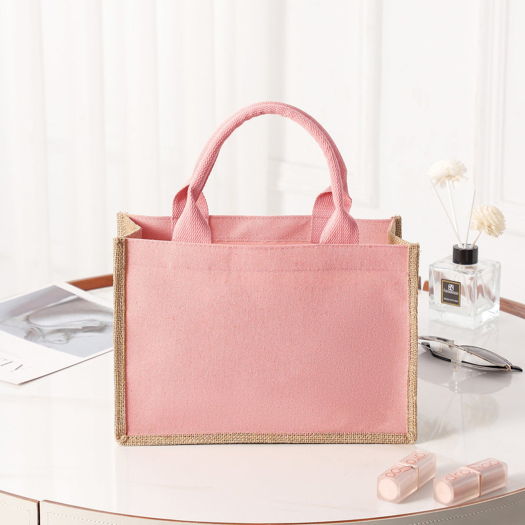 Spacious Jute Shopping Tote with Reinforced Handles for Shopping and Beach, view 9