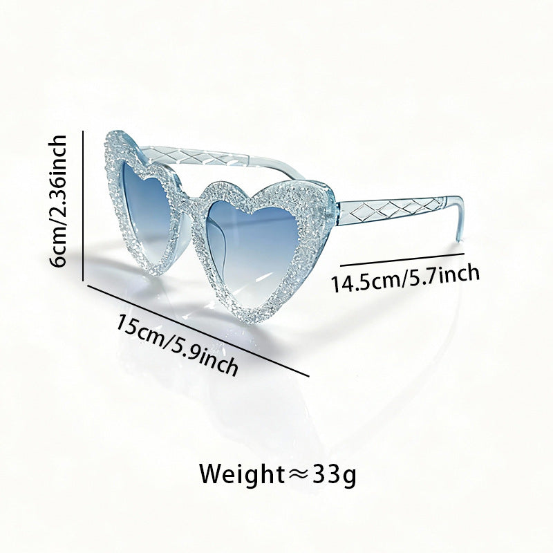 Sparkling Heart-Shaped Sunglasses with Rhinestone-Embellished Frame, view 2