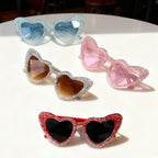 Sparkling Heart-Shaped Sunglasses with Rhinestone-Embellished Frame, view 3