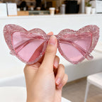 Sparkling Heart-Shaped Sunglasses with Rhinestone-Embellished Frame, view 6