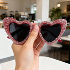 Sparkling Heart-Shaped Sunglasses with Rhinestone-Embellished Frame, view 7