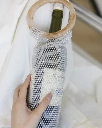 Sparkling Woven Wine Bag for Carrying a 750ml Bottle of Wine, view 12