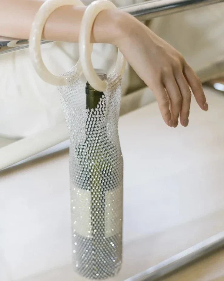 Sparkling Woven Wine Bag for Carrying a 750ml Bottle of Wine, view 15