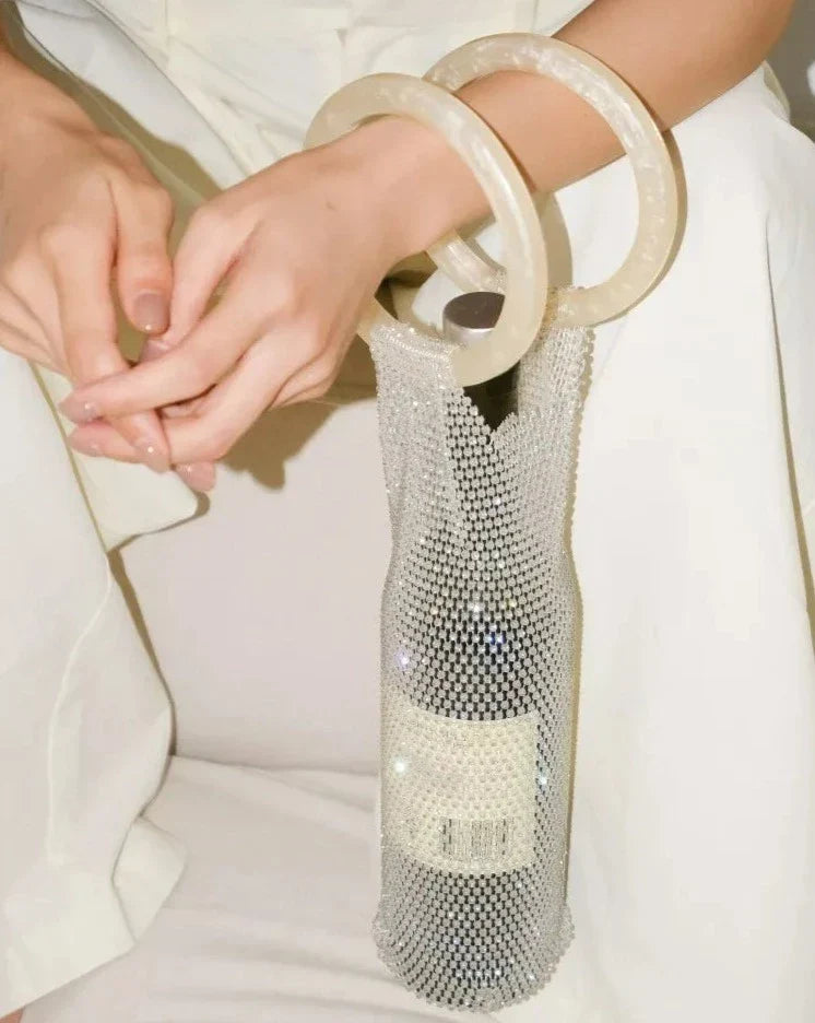 Sparkling Woven Wine Bag for Carrying a 750ml Bottle of Wine, view 2