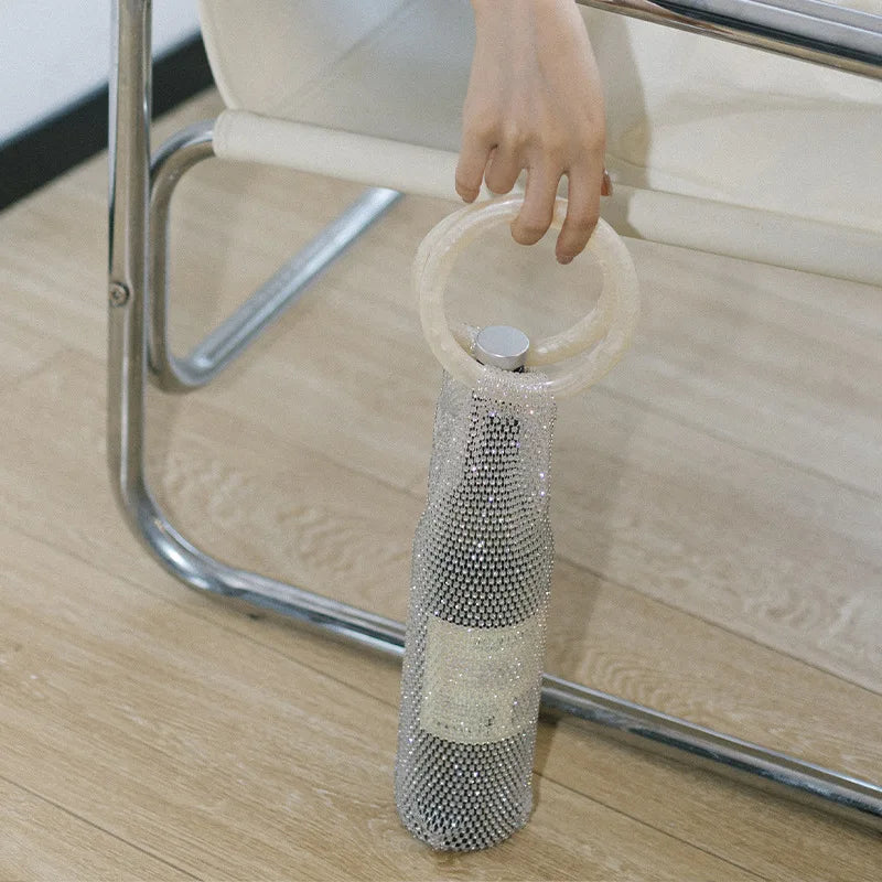 Sparkling Woven Wine Bag for Carrying a 750ml Bottle of Wine, view 6