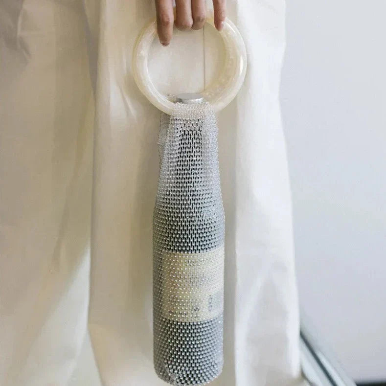 Sparkling Woven Wine Bag for Carrying a 750ml Bottle of Wine, view 9