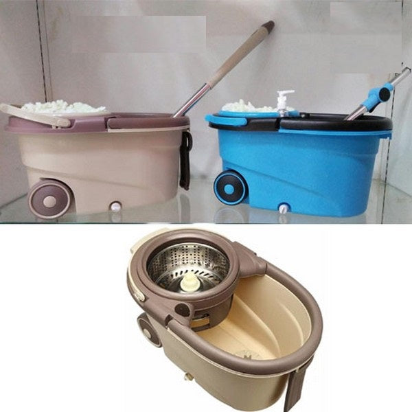 Spin Mop, Bucket, 2 Microfiber Heads, Drain Plug, 63.2-inch Handle, 11.2 inch, view 4
