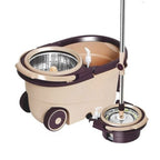 Spin Mop, Bucket, 2 Microfiber Heads, Drain Plug, 63.2-inch Handle, 11.2 inch
