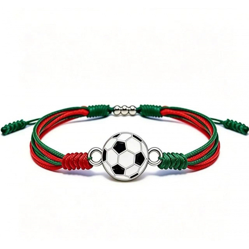 Sports-Themed Adjustable Soccer Ball Charm Bracelet with Cord and Metal, view 10