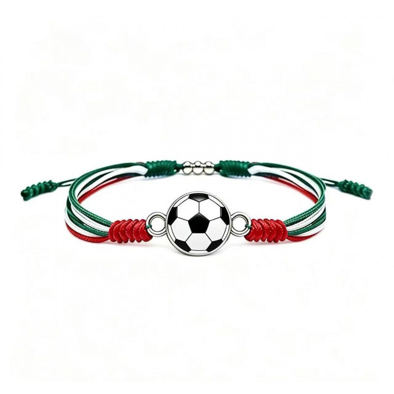 Sports-Themed Adjustable Soccer Ball Charm Bracelet with Cord and Metal, view 11