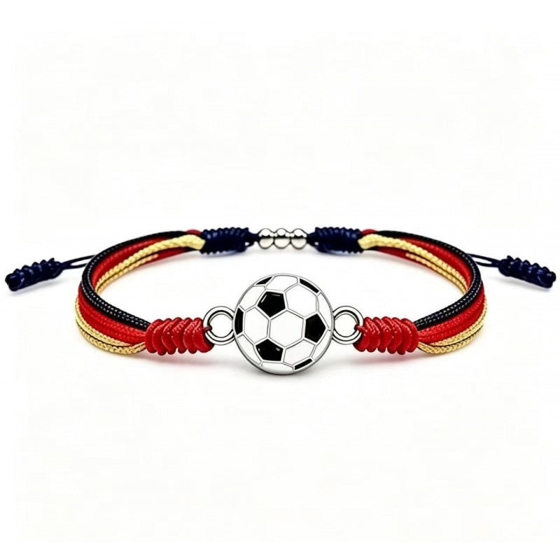 Sports-Themed Adjustable Soccer Ball Charm Bracelet with Cord and Metal, view 13