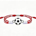 Sports-Themed Adjustable Soccer Ball Charm Bracelet with Cord and Metal, view 2