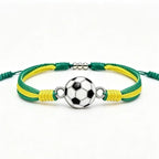 Sports-Themed Adjustable Soccer Ball Charm Bracelet with Cord and Metal, view 3