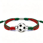 Sports-Themed Adjustable Soccer Ball Charm Bracelet with Cord and Metal, view 4
