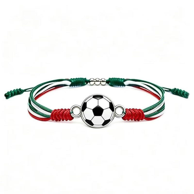 Sports-Themed Adjustable Soccer Ball Charm Bracelet with Cord and Metal, view 5