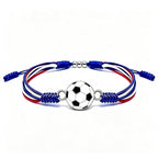 Sports-Themed Adjustable Soccer Ball Charm Bracelet with Cord and Metal, view 6