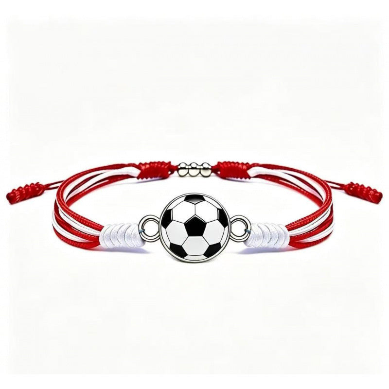 Sports-Themed Adjustable Soccer Ball Charm Bracelet with Cord and Metal, view 7