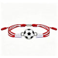 Sports-Themed Adjustable Soccer Ball Charm Bracelet with Cord and Metal, view 7