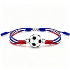 Sports-Themed Adjustable Soccer Ball Charm Bracelet with Cord and Metal, view 8