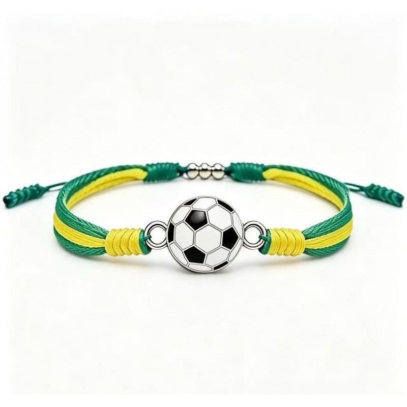 Sports-Themed Adjustable Soccer Ball Charm Bracelet with Cord and Metal, view 9