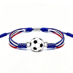 Sports-Themed Adjustable Soccer Ball Charm Bracelet with Cord and Metal